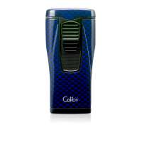 Colibri Monaco Triple-jet Flame Lighter & V Cut Cutter Set - Blue Carbon