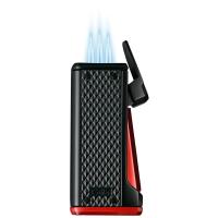 Colibri Monza III - Triple Jet Cigar Lighter Black & Anodized Red (End of Line)