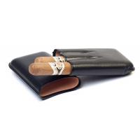 Savinelli Robusto Leather Cigar Case - Black - Fits 3 Cigars