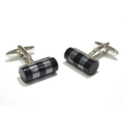 Black & Silver Cylinder Cufflinks