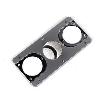 Square Cigar Cutter - Satin & Chrome - Up To 54 Ring Gauge