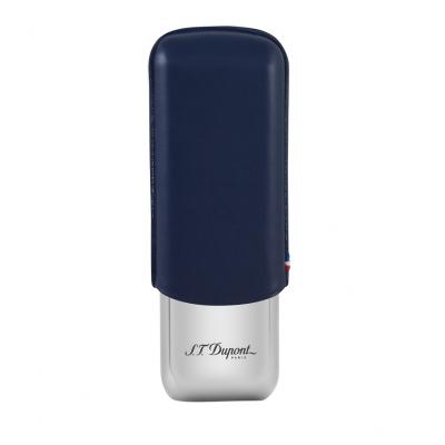 ST Dupont Leather Double Cigar Case Metal Base - Blue