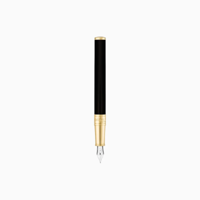 ST Dupont Fountain Pen - D-Initial - Black & Golden Chrome