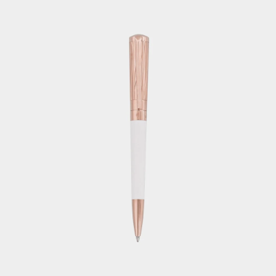 ST Dupont Ballpoint Pen - LibertÃ© - White Lacquer & Rose Gold Trim