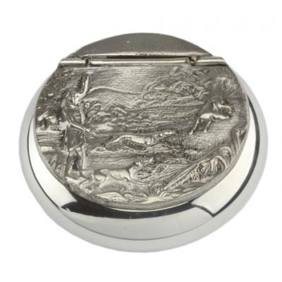 Wilson of Sharrows Pewter Snuff Box - Country Scene Lid