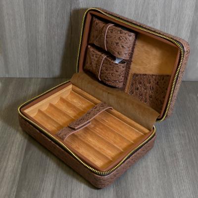 Cigarism Spanish Cedar Lined Leather Ostrich Style Cigar Case - 4 Cigar Capacity