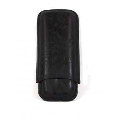 Leather Black/Brown Cigar Case - 2 Cigar Capacity