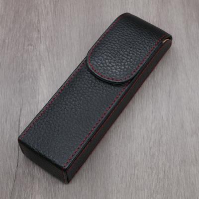 Adorini Leather Black & Red Yarn Pocket Cigar Case - 2 Cigar Capacity (AD080)