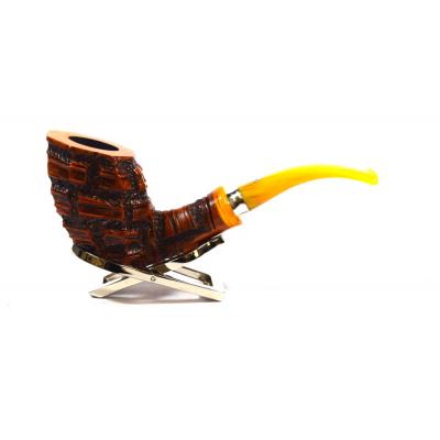 Adams Artisan By Ardor Alveare Rustic Brown With An Amber Acrylic Pennellessa Mouthpiece Pipe (ART200)