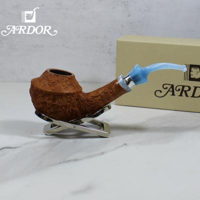Adams Artisan By Ardor Urano Rustic With A Light Blue Acrylic Pennellessa Mouthpiece Pipe (ART262)