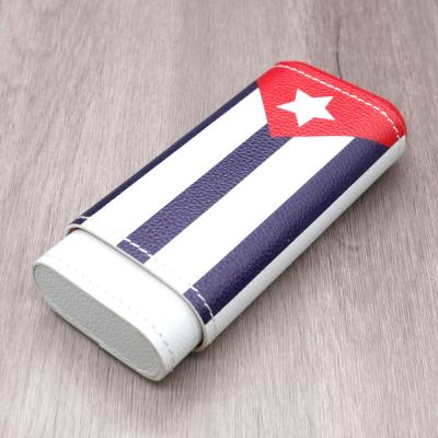 Adorini Leather Cuban Flag Cigar Case - 2-3 Cigar Capacity (AD162)
