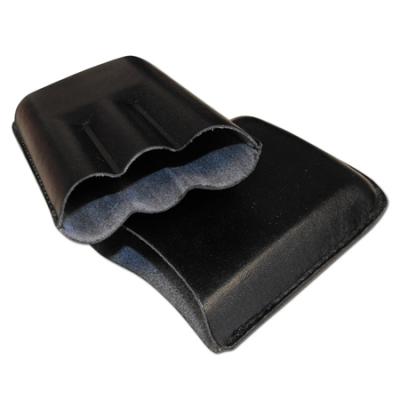 GBD Plain Leather Cigar Case - Three Robusto - BLACK