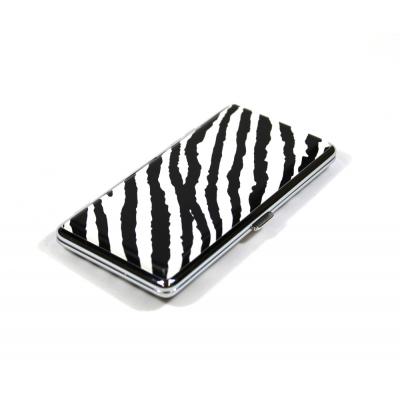 Zebra Print Plastic Cigarette Case - Fits Up To 14 Super King Cigarettes