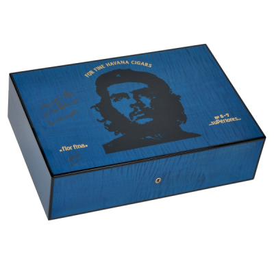 Elie Bleu Che Collection Sycamore Blue Humidor - 110 Cigar Capacity