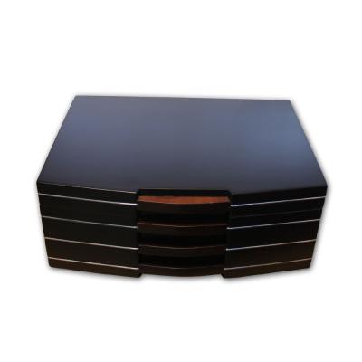 Prestige Carlton Satin Black Finish Humidor - 100 Cigar Capacity