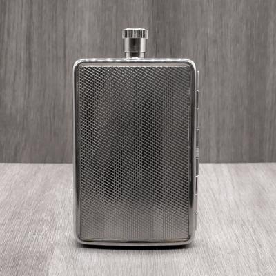 Chrome Patterned Flask & Cigarette Case Combo