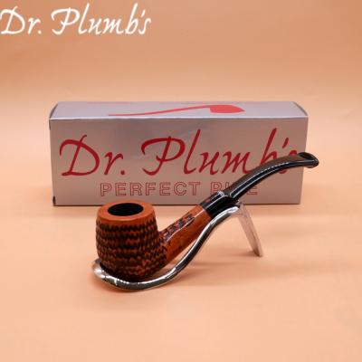 Dr Plumb Carved Rustic Metal Filter Briar Fishtail Pipe (DP469)