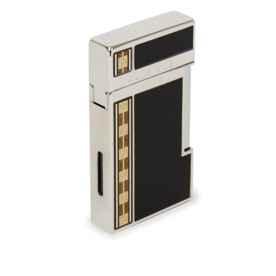 Elie Bleu Diamond Jetflame & Marquetry Alba Pocket Lighter - Black
