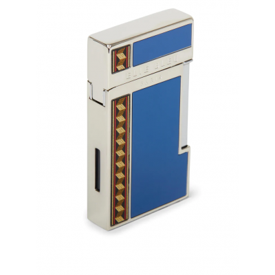 Elie Bleu Diamond Jetflame & Marquetry Alba Pocket Lighter - Blue