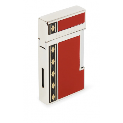 Elie Bleu Diamond Jetflame & Marquetry Alba Pocket Lighter - Red