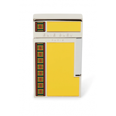 Elie Bleu Diamond Jetflame & Marquetry Alba Pocket Lighter - Yellow