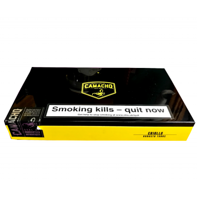 Empty Camacho Criollo Robusto Tubos Cigar Box - Yellow