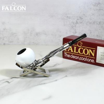 Falcon Silver Shillelagh Silver Twisted White Bowl Fishtail Pipe (FAL284)