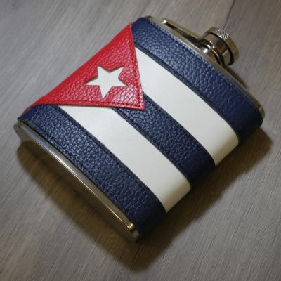 Artamis 6oz Cuban Design Leather Flask