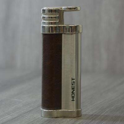 Honest Pine Jet Flame Cigar Lighter - Brown & Silver (HON182)