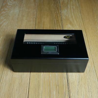 Angelo Mini Black Humidor with Window & External Hygrometer - 10 Cigar Capacity