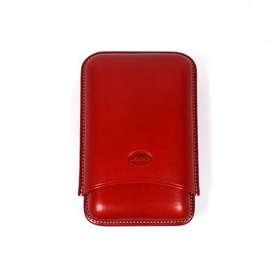 Jemar Leather Cigar Case - Robusto - 3 Finger -  Rojo Red