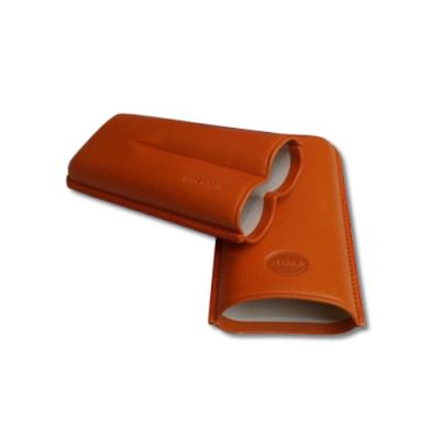 Jemar Leather Cigar Case - Robusto - Two Cigars - Orange