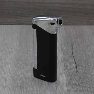 Eurojet Soft Flame Pipe Lighter - Black & Chrome