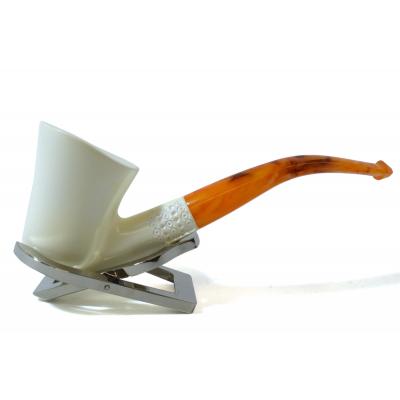 Meerschaum Medium Patterned Ring Smooth Bent Fishtail Pipe (MEER150)
