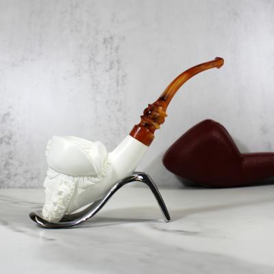 Meerschaum Large Pirate With Eyepatch Bent Fishtail Pipe (MEER181)