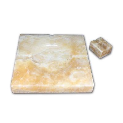 Ashtray and Cigar Stand Set - Natural stone  - Honey Onyx