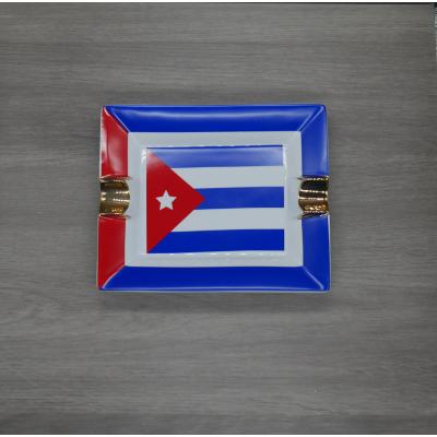 Cuban Flag Rectangular Cigar Ashtray - Two Position