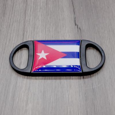 Black Plastic Cigar Cutter With Domed Cuban Flag - 52 Ring Gauge
