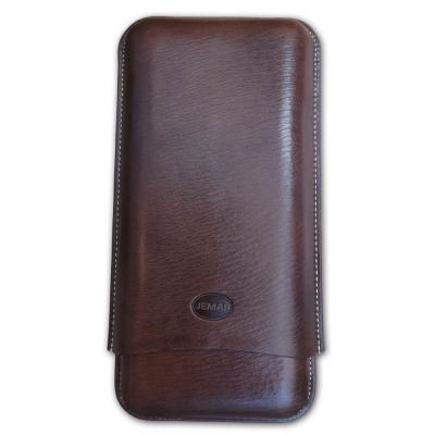 Jemar Leather Cigar Case - 3 Finger - 70 RG - Brown (End of Line)
