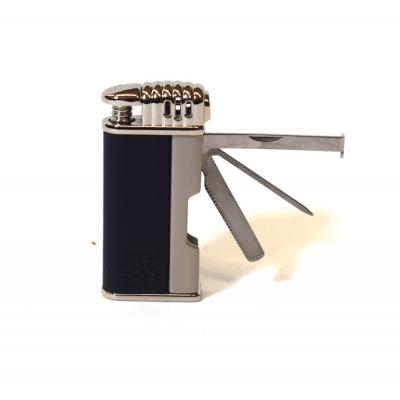 Chacom Pipe Lighter With Built In Pipe Tools - Black Leather