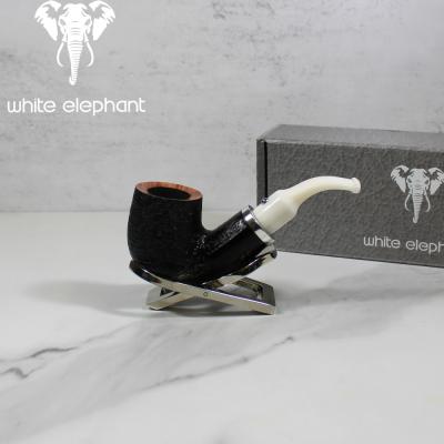 White Elephant Ebony And Ivory 4 Sandblast Fishtail Pipe (WE002)