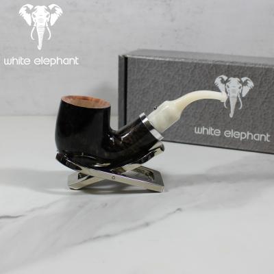 White Elephant Ebony And Ivory Grey 4 Smooth Fishtail Pipe (WE010)