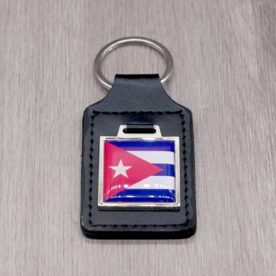 Square Leather Key Ring - Cuban Flag