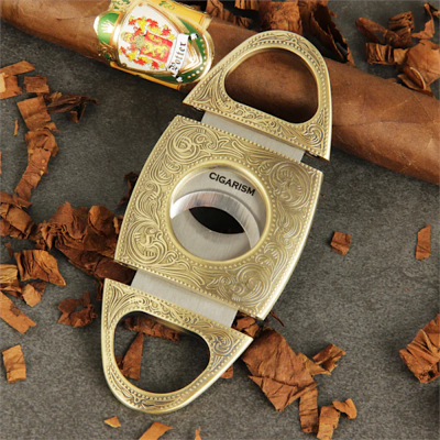 Cigarism Vintage Flower Engraved Cigar Cutter - Bronze