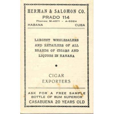 Promotional Card from Early Cigar Exporters