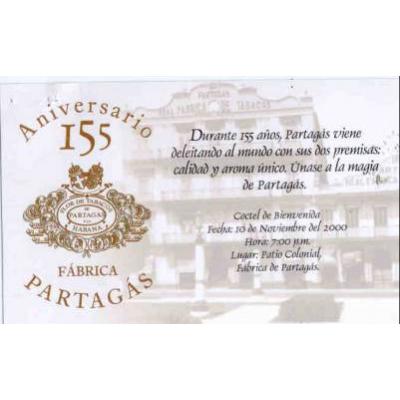 Invitation for Partagas factory and Shop to Celebrate 155th Anni
