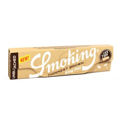Smoking Thinnest Brown King Size Rolling Papers & Tips 1 pack