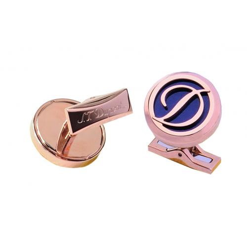 ST Dupont Logo D Pink Gold Round Cufflinks