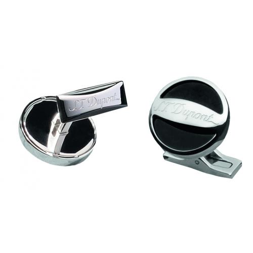 ST Dupont Logo Inox Finish Round Cufflinks