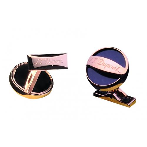 ST Dupont Logo Pink Gold Round Cufflinks